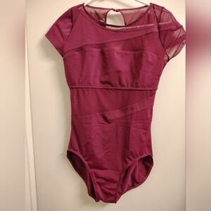 Balera Wine Leotard with Sheer Accents